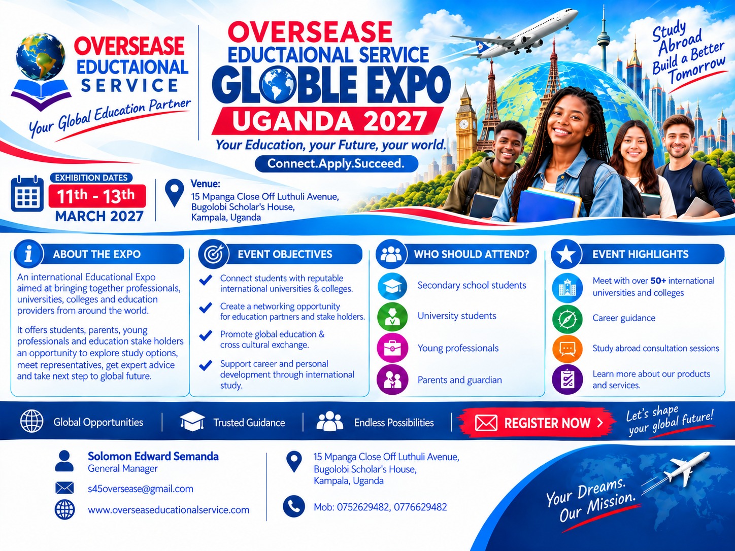 Overseas Educational Service Global Expo Uganda 2027 event poster